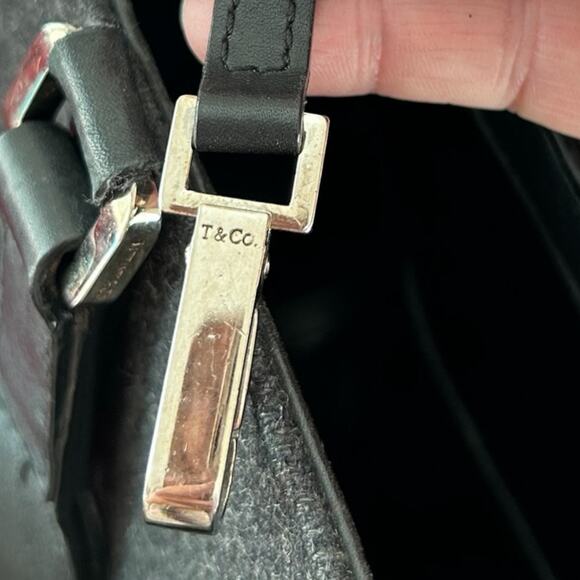 Tiffany & Co Smooth Leather & Grey Wool Conner Slim Tote Laptop Bag Authentic - Picture 9 of 10